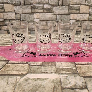 hello kitty shot glass tray set