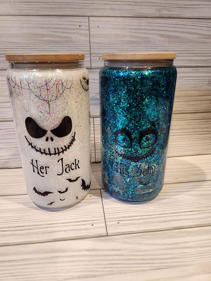 Jack skellignton and Sally tumblers